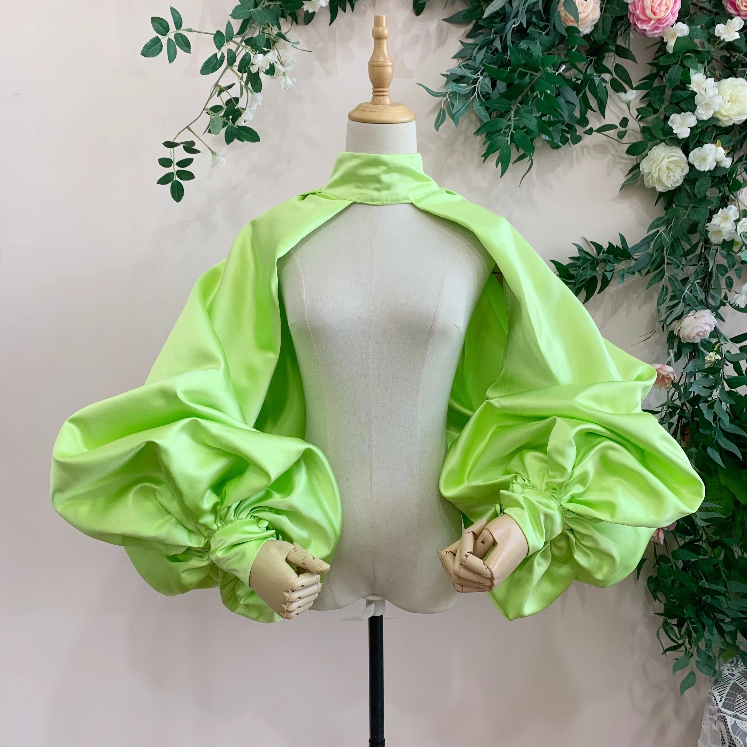Satin Bolero | Puffy Sleeves & High Neck | Pageant & Stage