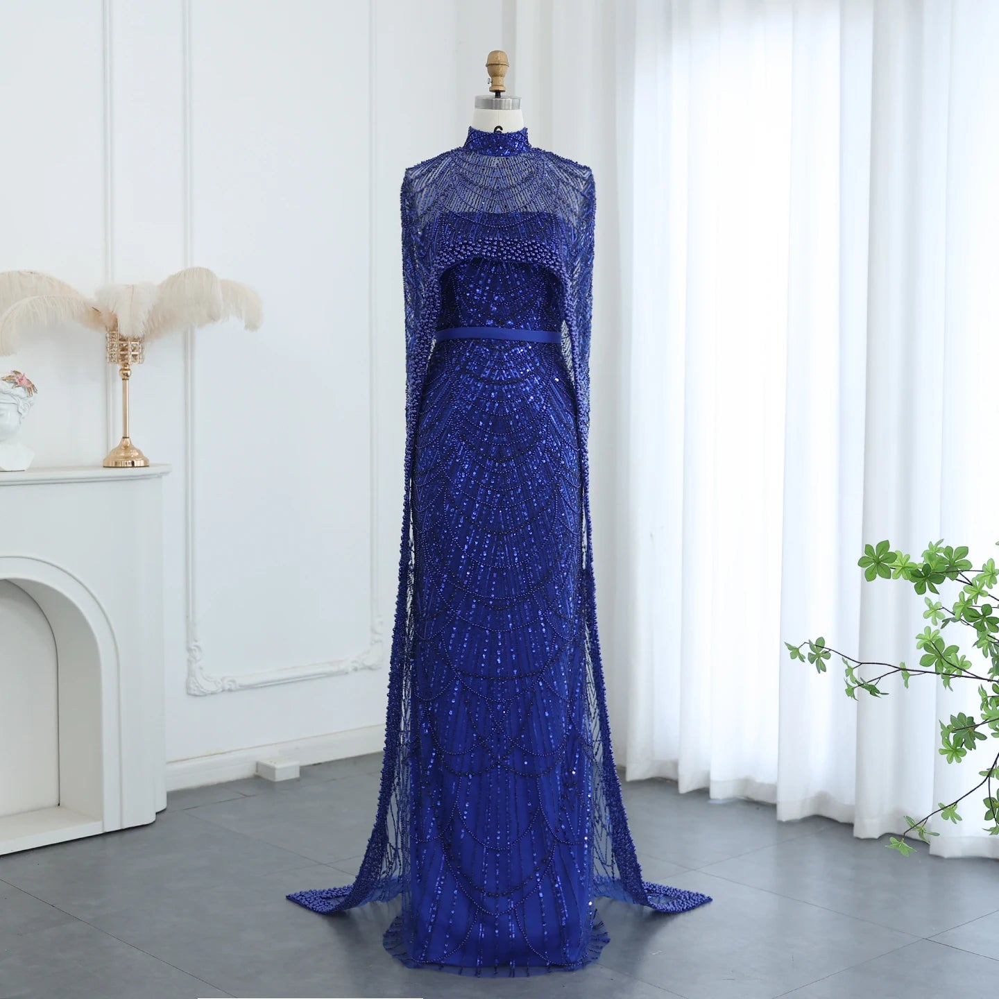 Pearl & Crystal Mermaid Gown | Cape Jacket | Strapless