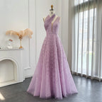 Luxury Beaded Halter Gown | Tulle A-Line | Floor-Length