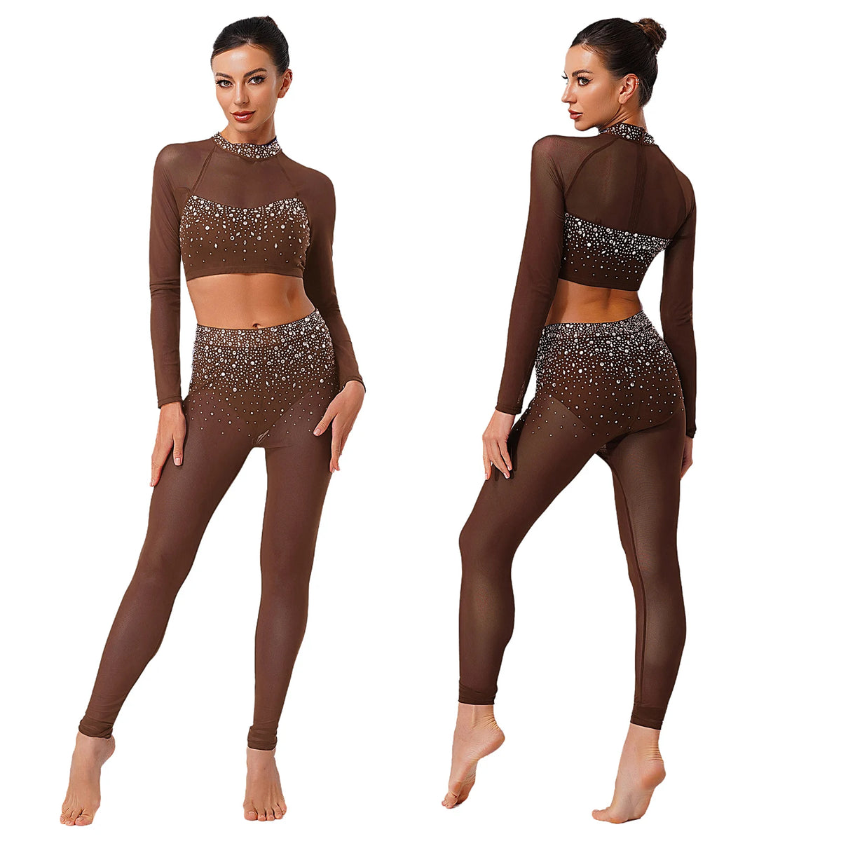 Prism Rhinestone Crop Top and Leggings Set
