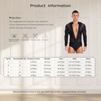 Men's Latin Dance Leotard | Deep V-Neck & Sheer Mesh | Rhinestone & Tassels