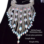 Crystal AB Tassel Necklace - Stunning Long Irregular Rhinestone Choker for Stage & Wedding