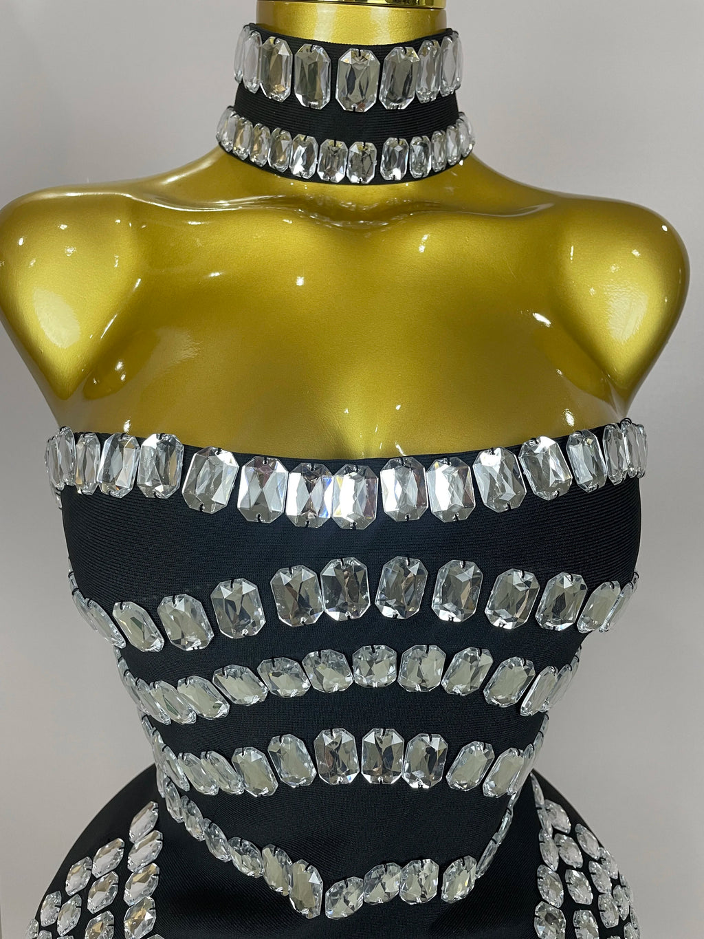 Rhinestone Bodycon Mini Dress | Strapless | Stage & Club