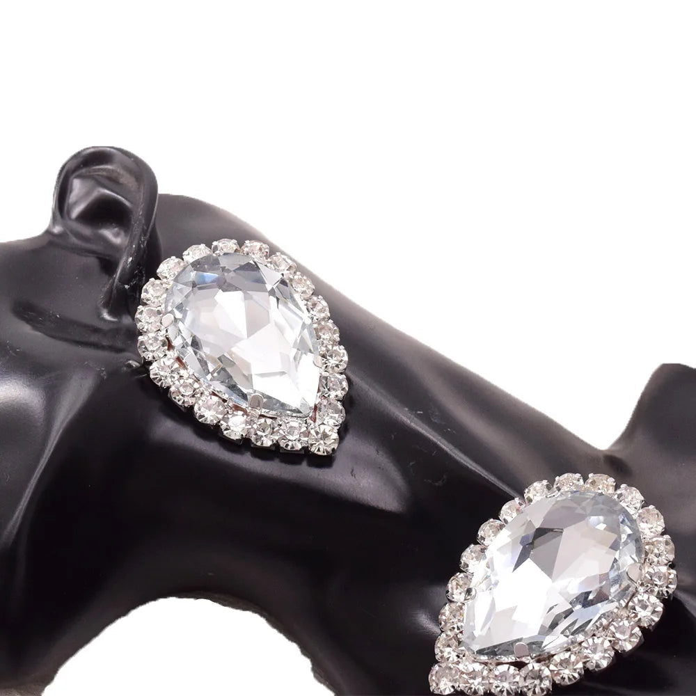 Crystal Teardrop Earring & Ring Set | Rhinestone Halo