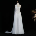 3D Floral One-Shoulder A-Line Pageant Gown | Crystal Beaded | White & Blush Pink