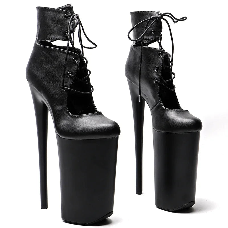 10-Inch Matte Platform Ankle Boots | Lace-Up