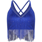 Fringe Tassel Crop Top | Crisscross Back | Latin Dance & Stage | 7 Colours