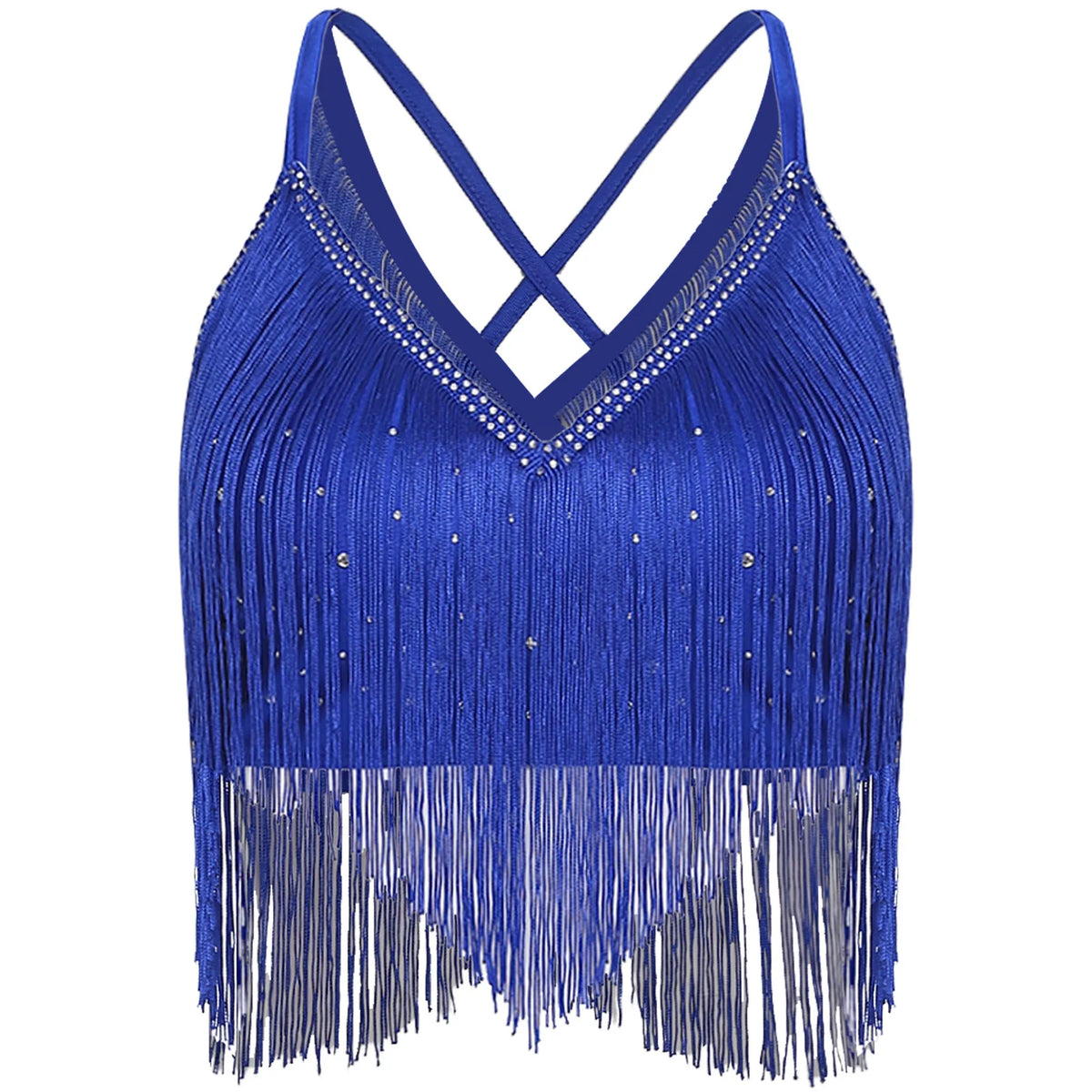 Fringe Tassel Crop Top | Crisscross Back | Latin Dance & Stage | 7 Colours