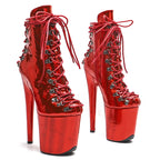 8-Inch Patent Ankle Platform Boots - Open Toe Boots