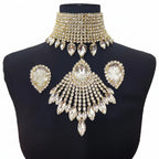 Rhinestone Tassel Choker Jewelry Set | Necklace & Earrings