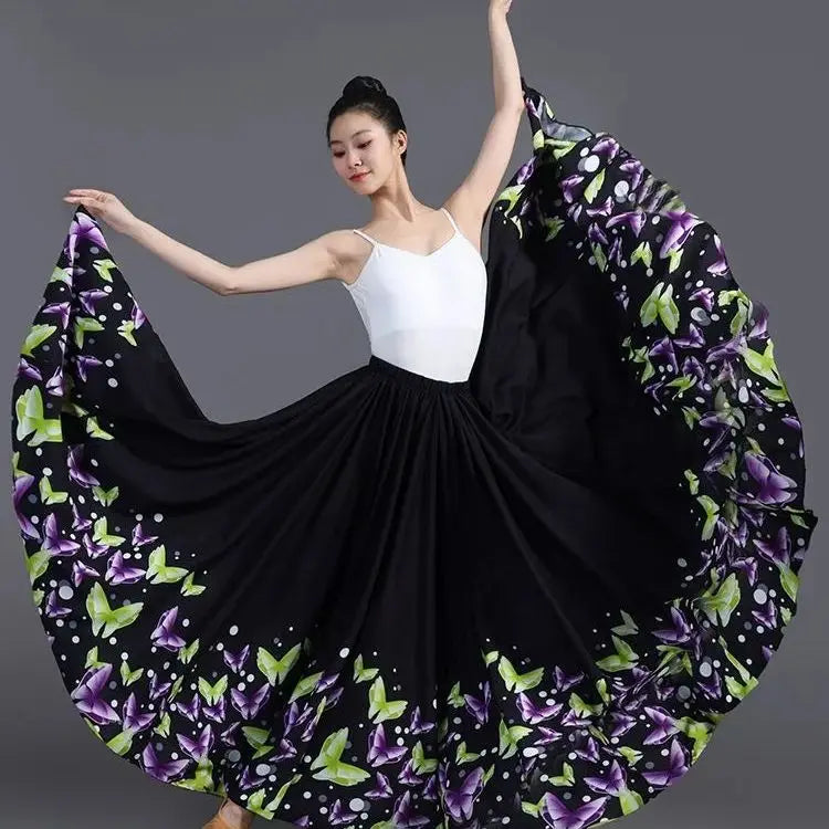 Floral Print Flamenco Skirt | 180–720° Swing | 7 Lengths