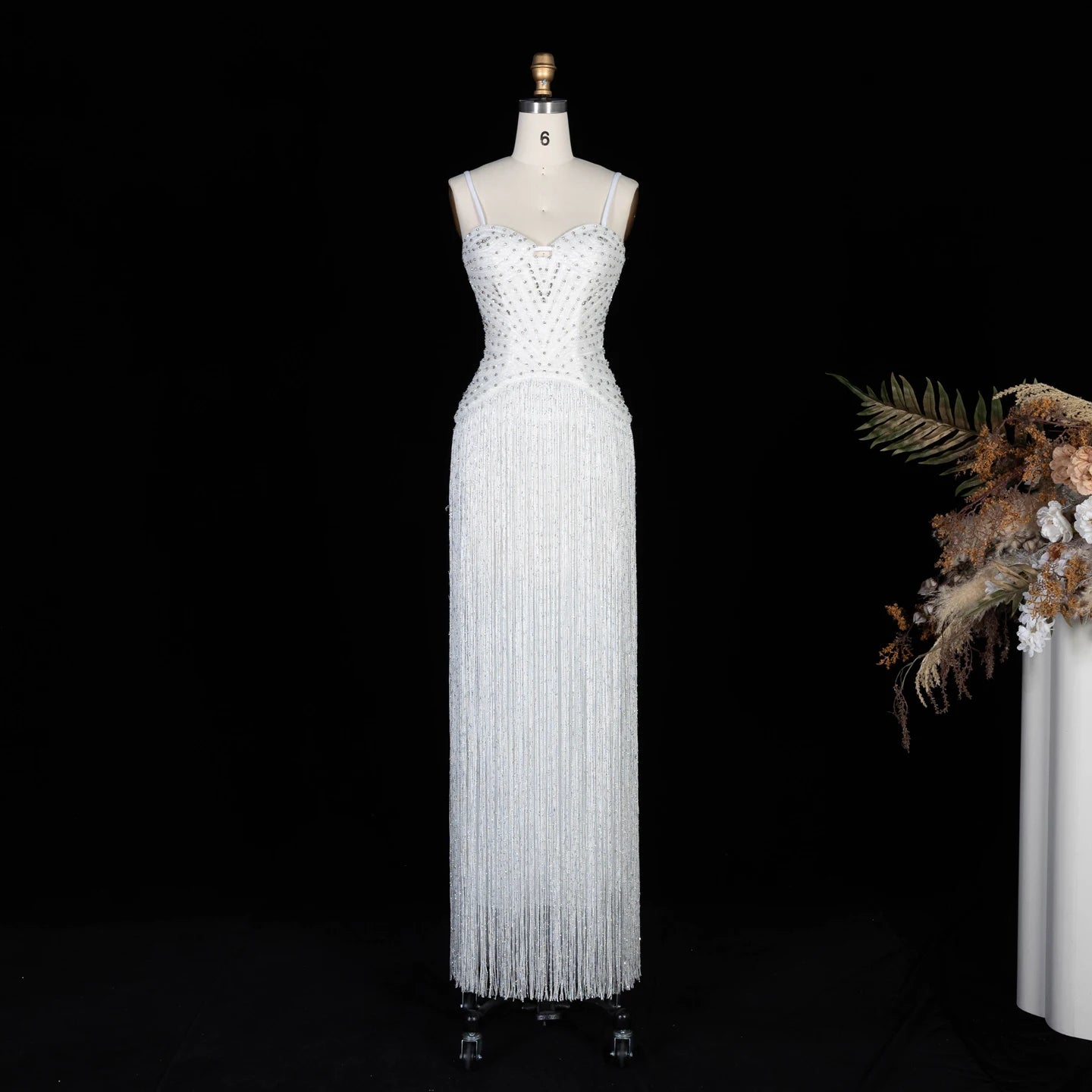 Crystal Tassel Fringe Gown | Sweetheart | Floor-Length