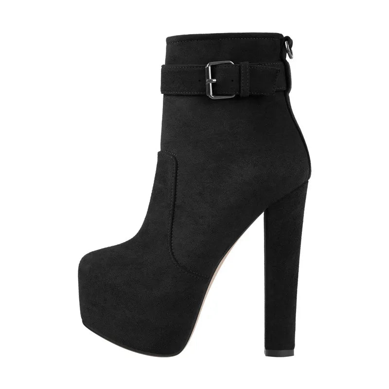 Platform Ankle Bootie | Block Heel | White, Black, Brown, Matte Black