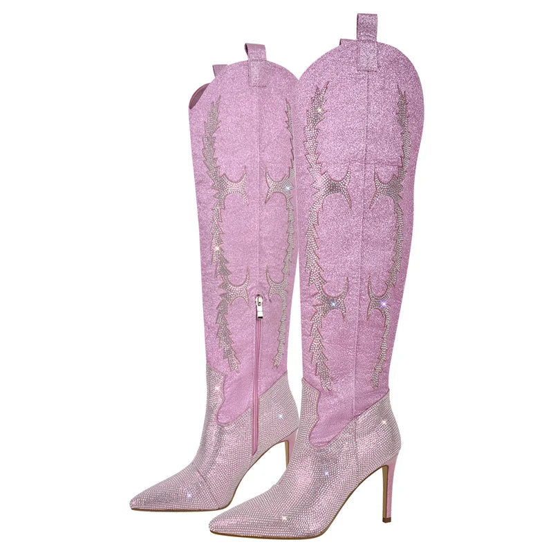 Rhinestone OTK Boot | Stiletto | 4" Heel