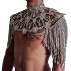 Dazzling Crystal Rhinestone Chain Shoulder Collar - Festival, Drag & Performance Body Jewelry