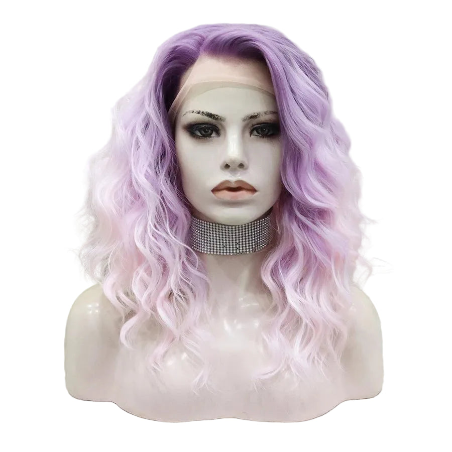 Purple Pink Ombre Lace Front Wig | Deep Wave | 16 Inches
