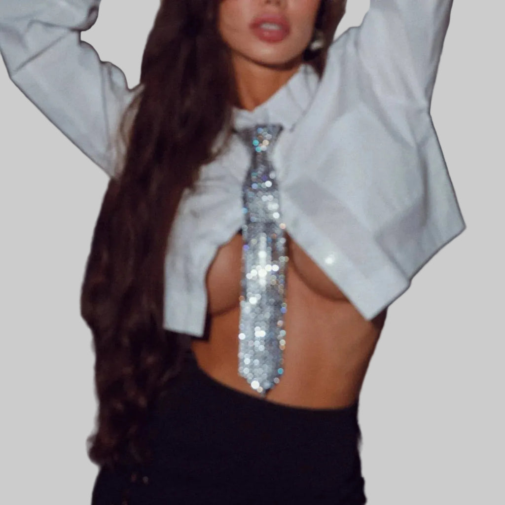 Rhinestone Crystal Neck Tie Necklace - Luxury Diamond Collar