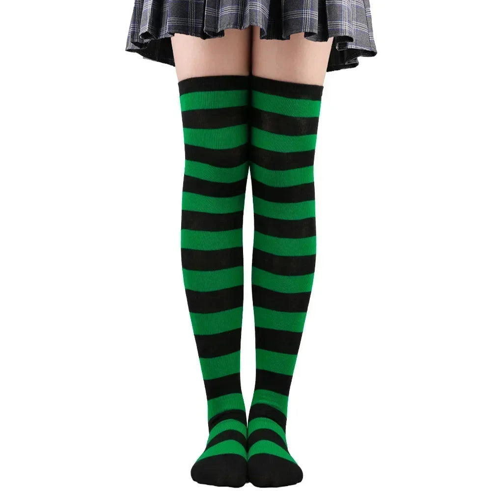 Striped & Polka Dot Thigh-High Stockings | Over-Knee | 27 Colors