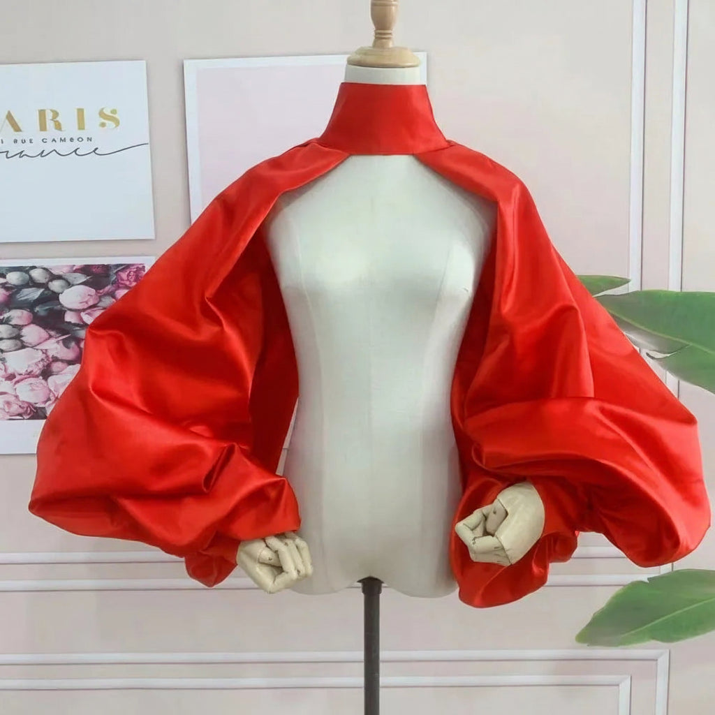 Satin Bolero | Puffy Sleeves & High Neck | Pageant & Stage