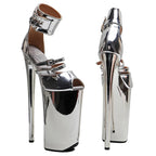 10-Inch Metallic Platform Sandals - Open Toe Heels