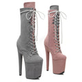 20cm Two-Tone Glitter Ankle Boots - Suede Platform Dance Boots