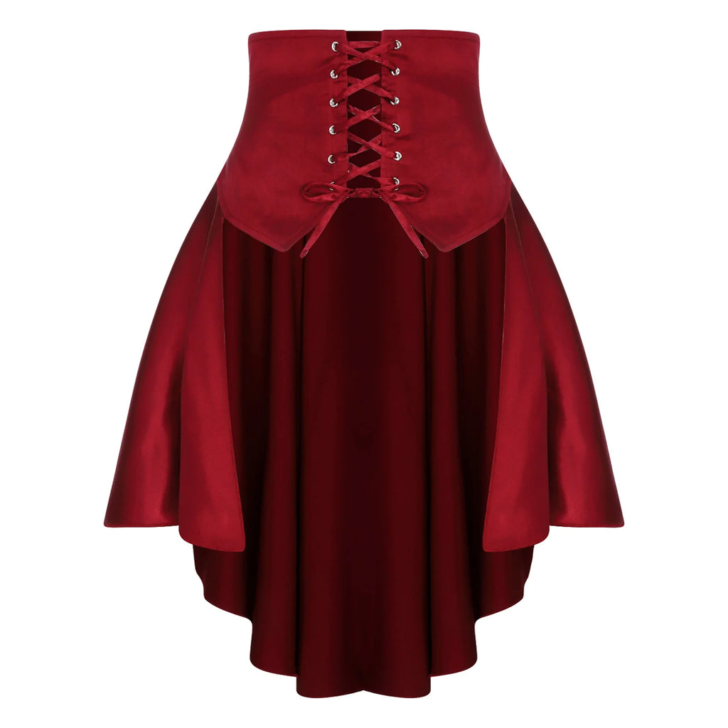 Gothic Bustle Skirt | Lace-Up Waist | Tiered Hem