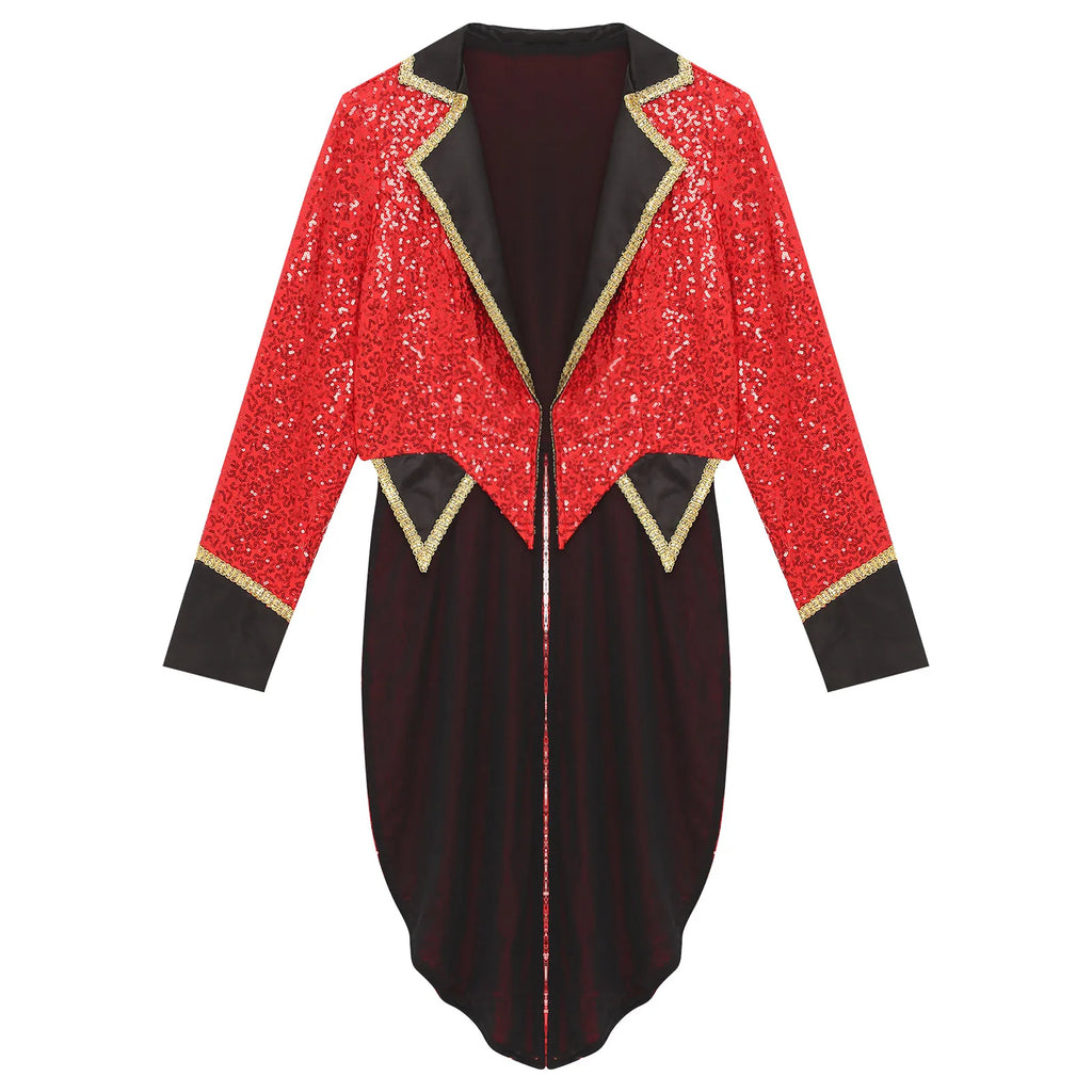 Sequin Ringmaster Tailcoat | Gold Trim | Circus Jacket