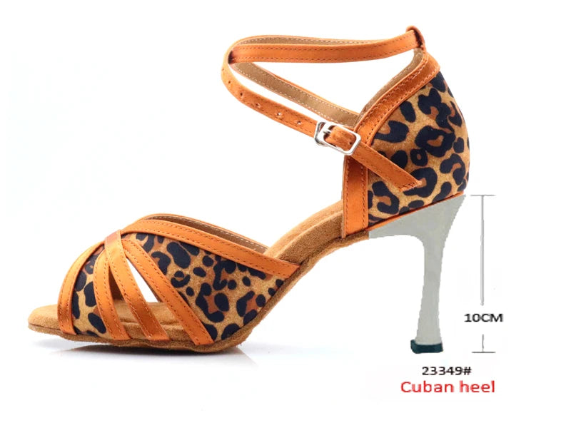 Latin Leopard Dance Heels | Satin | 6–10cm
