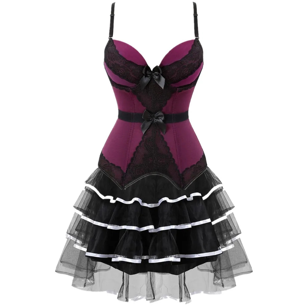 Overbust Corset & Tutu Skirt Set | Straps Cup | Burlesque