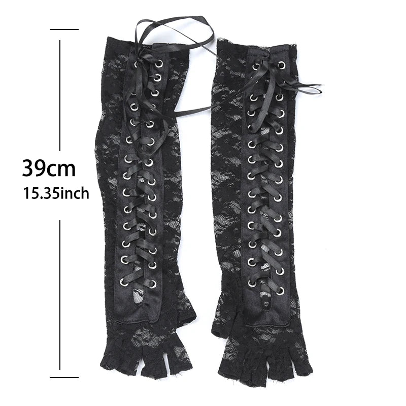 Lace-Up Fingerless Gloves | Gothic