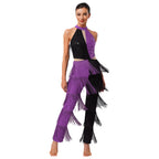 Latin Dance Jumpsuit | Sequin Contrast Fringe