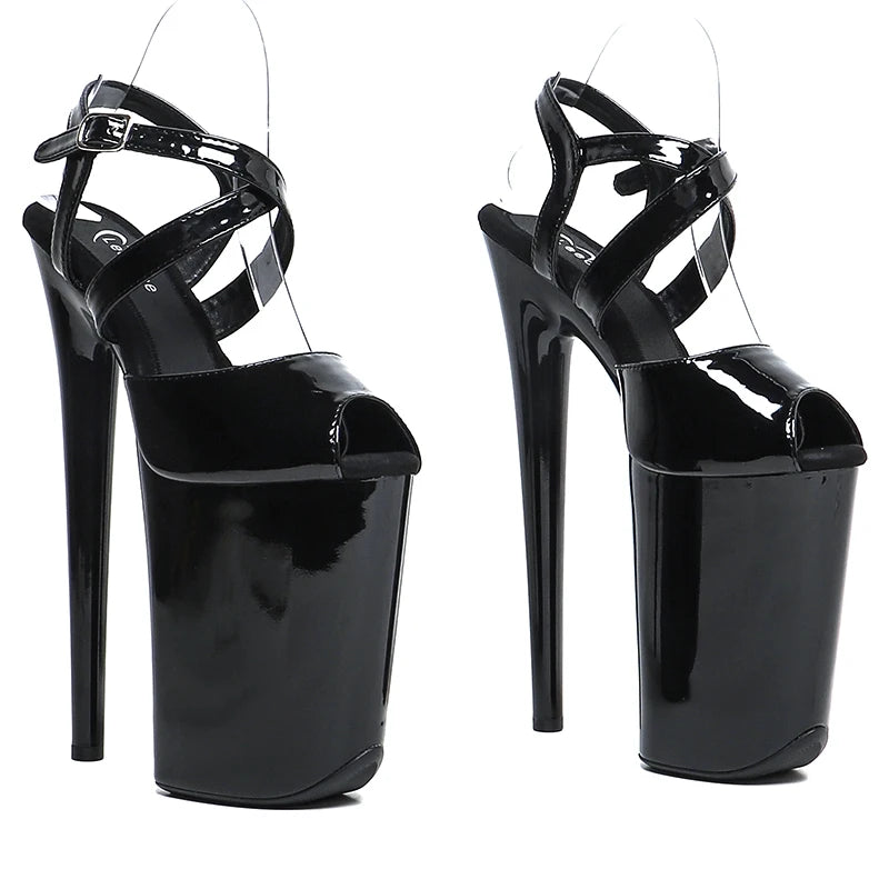 9-Inch Platform Sandals - Peep Toe Ankle Strap Exotic Dance Heels