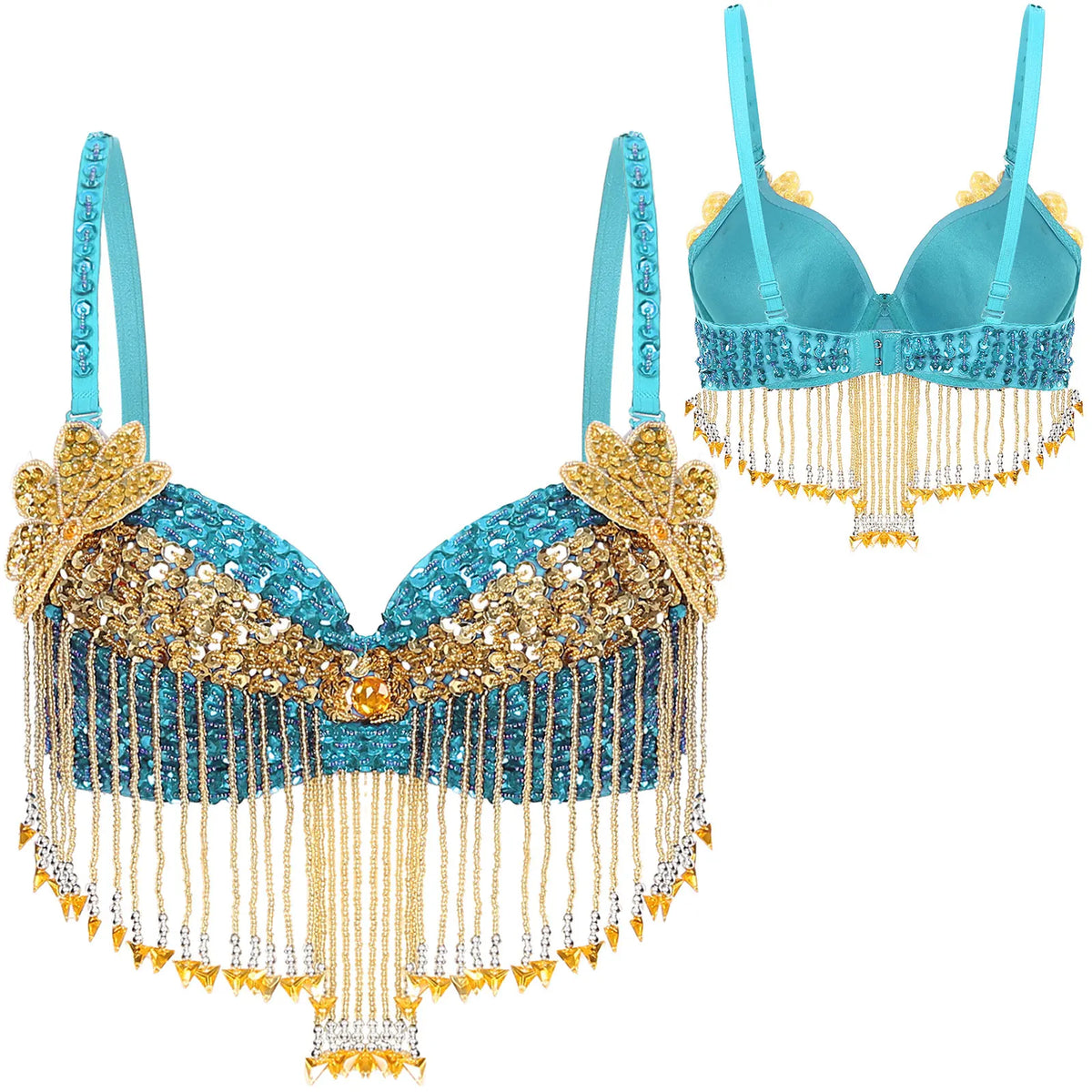 Sequin Beaded Tassel Belly Dance Bra | Underwired | Festival & Stage | One Size