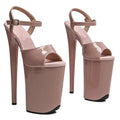 9-Inch Patent Platform Sandals - Peep Toe Exotic Dance Heels