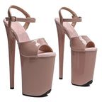 9-Inch Patent Platform Sandals - Peep Toe Exotic Dance Heels