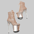 Glitter Platform Boots - 8-Inch Sparkle Ankle Boots for Pole Dance & Performance