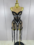 Sequin Diamond Tassel Mini Dress | Black | XS–XL