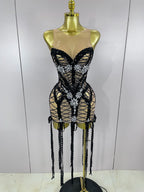 Sequin Diamond Tassel Mini Dress | Black | XS–XL