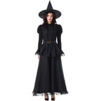 Gothic Witch Costume Set | Lace Dress, Hat & Belt | Halloween