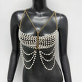 Pearl Tassel Chain Halter Crop Top