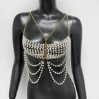 Pearl Tassel Chain Halter Crop Top