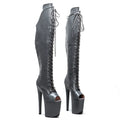 Matte Open-Toe Platform Thigh-High Pole Dance Boots – 8-Inch High Heel