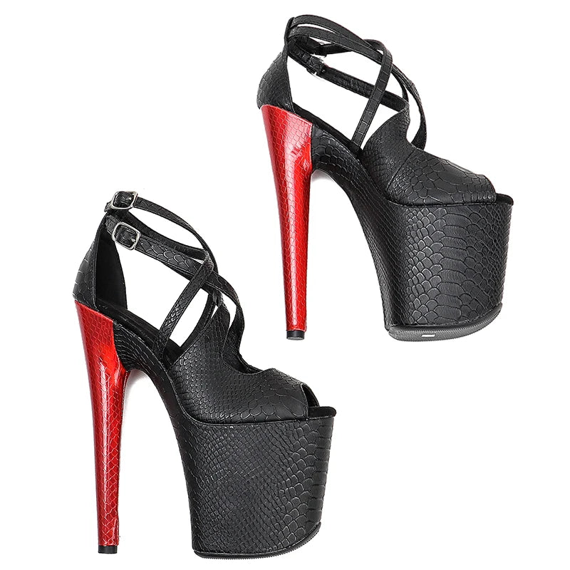 Snakeskin 8-Inch Platform Pole Dance Sandals