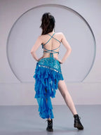 Belly Dance Sequin Halter Bra Top | Padded | Backless | 18 Colors