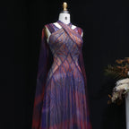 Purple Ombre Beaded Halter Pageant Gown | Criss-Cross Back | Sweep Train