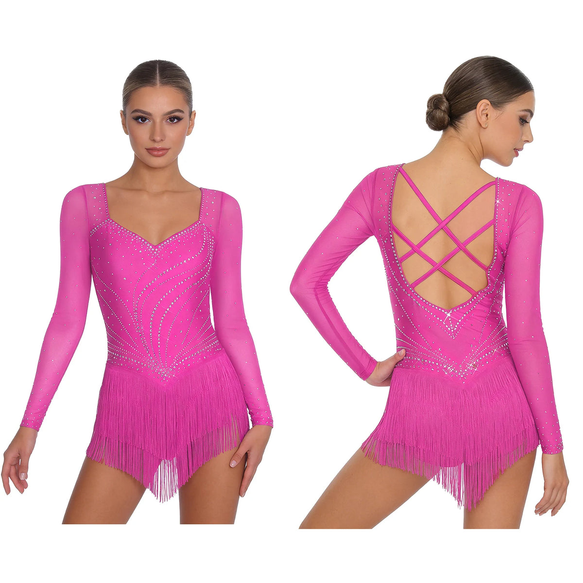 Starlight Rhinestone Tassel Latin Dance Bodysuit