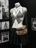 Rhinestone Mesh 2-Piece Set - Crop Top & Sheer Cover-Up