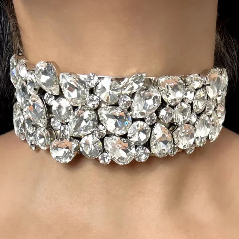 Rhinestone Choker | Wide Teardrop Collar