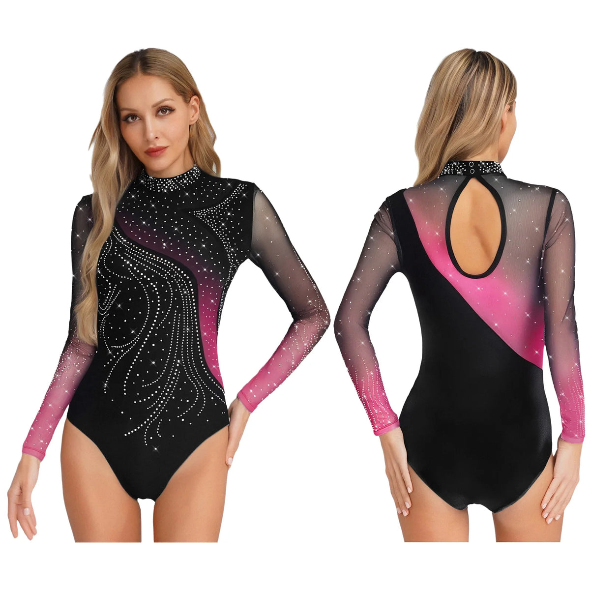 Prism Rhinestone Long-Sleeve Performance Leotard