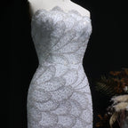 Beaded Sequin Strapless Mermaid Pageant Gown | Court Train | 6 Colors